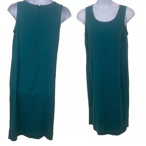 Vintage Halmode Dress Set Womens 14P Teal Linen Rayon Beach Casual coastal vibes